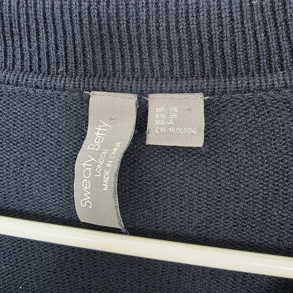 Sweaty Betty Navy Blue Coastal Relaxed Preppy Sporty Silk Blend Sweater Size XS - Picture 4 of 9